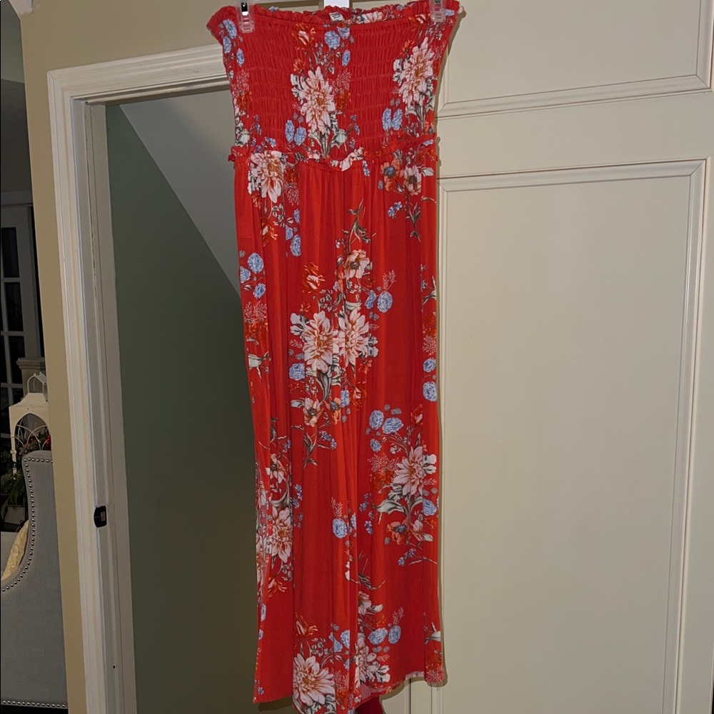 American Eagle Floral Red Maxi Romper